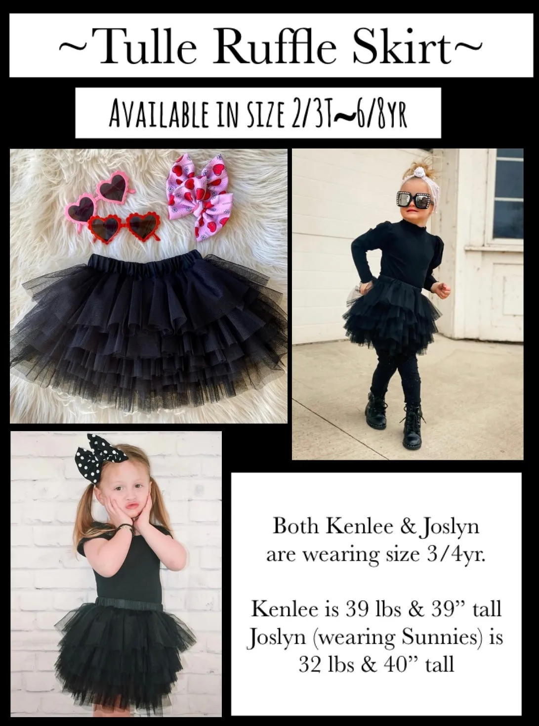1 left! 2/3T ~ Tulle Ruffle Skirt~Black