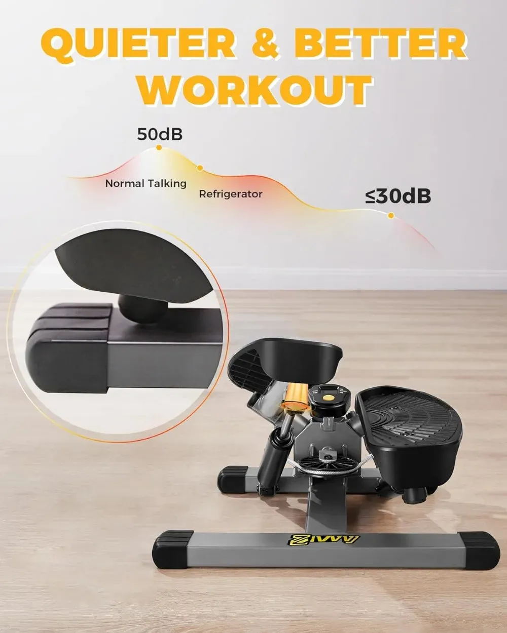300LBS Capacity Adjustable Mini Stepper  Full-Body Workout Machine with Twist Motion, Quiet Hydraulic System & Resistance Bands (LCD Tracker)