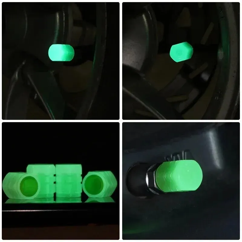 8 Piece Glowing Valve Stem Caps for Bikes and Cars