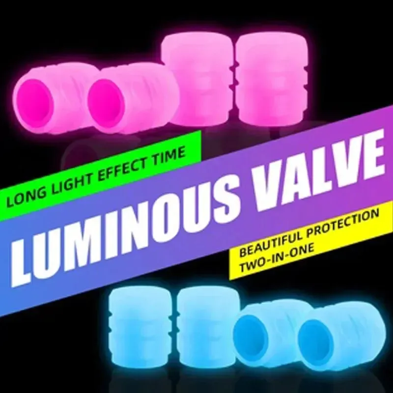 8 Piece Glowing Valve Stem Caps for Bikes and Cars
