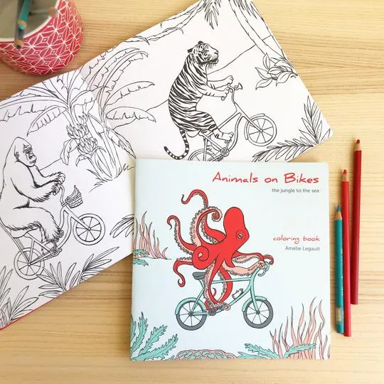 Animals on Bikes, Jungle to the Sea, Coloring Book