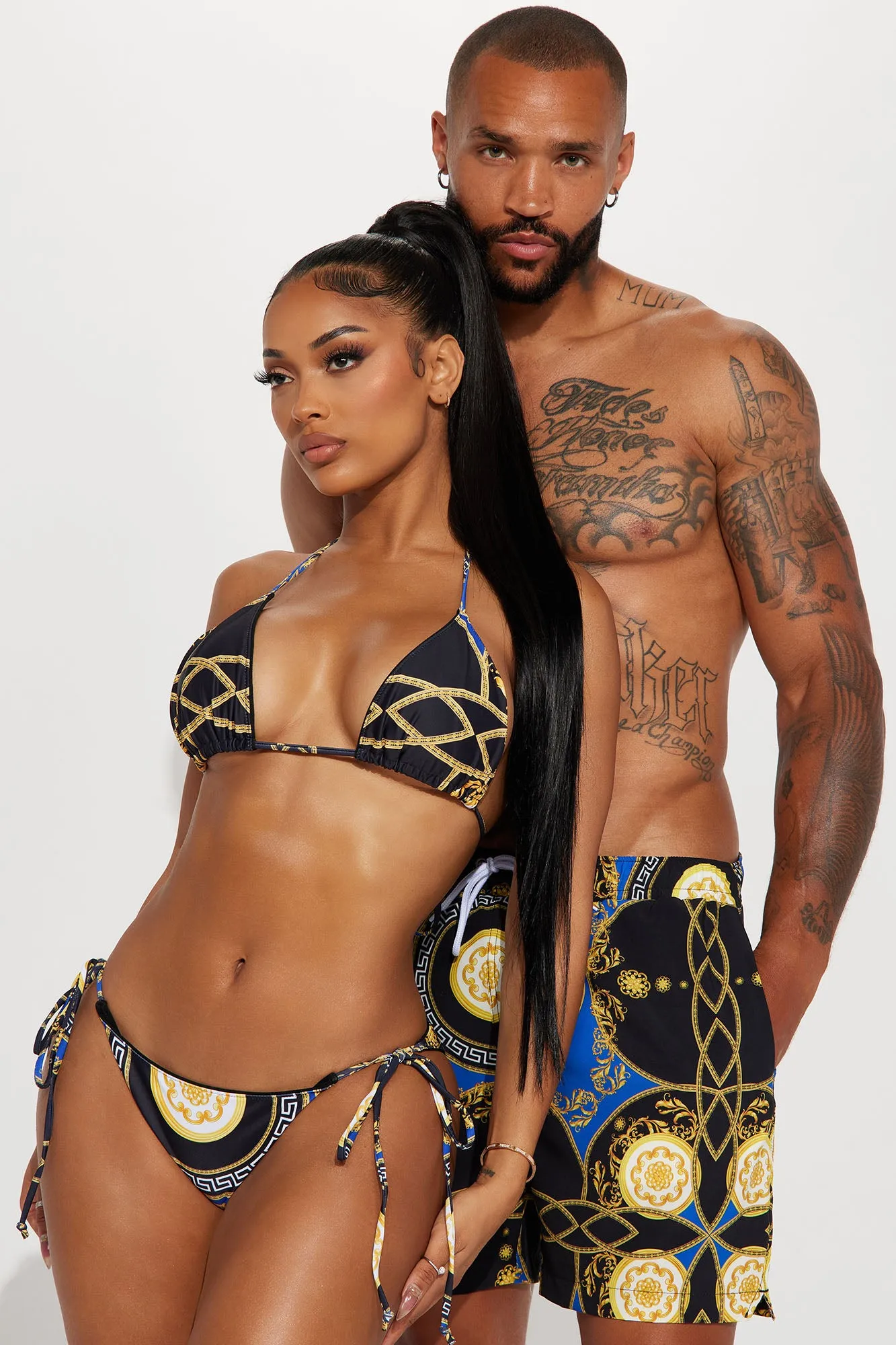 Baroque Stepper Triangle Tie 2 Piece Bikini - Blue/Black