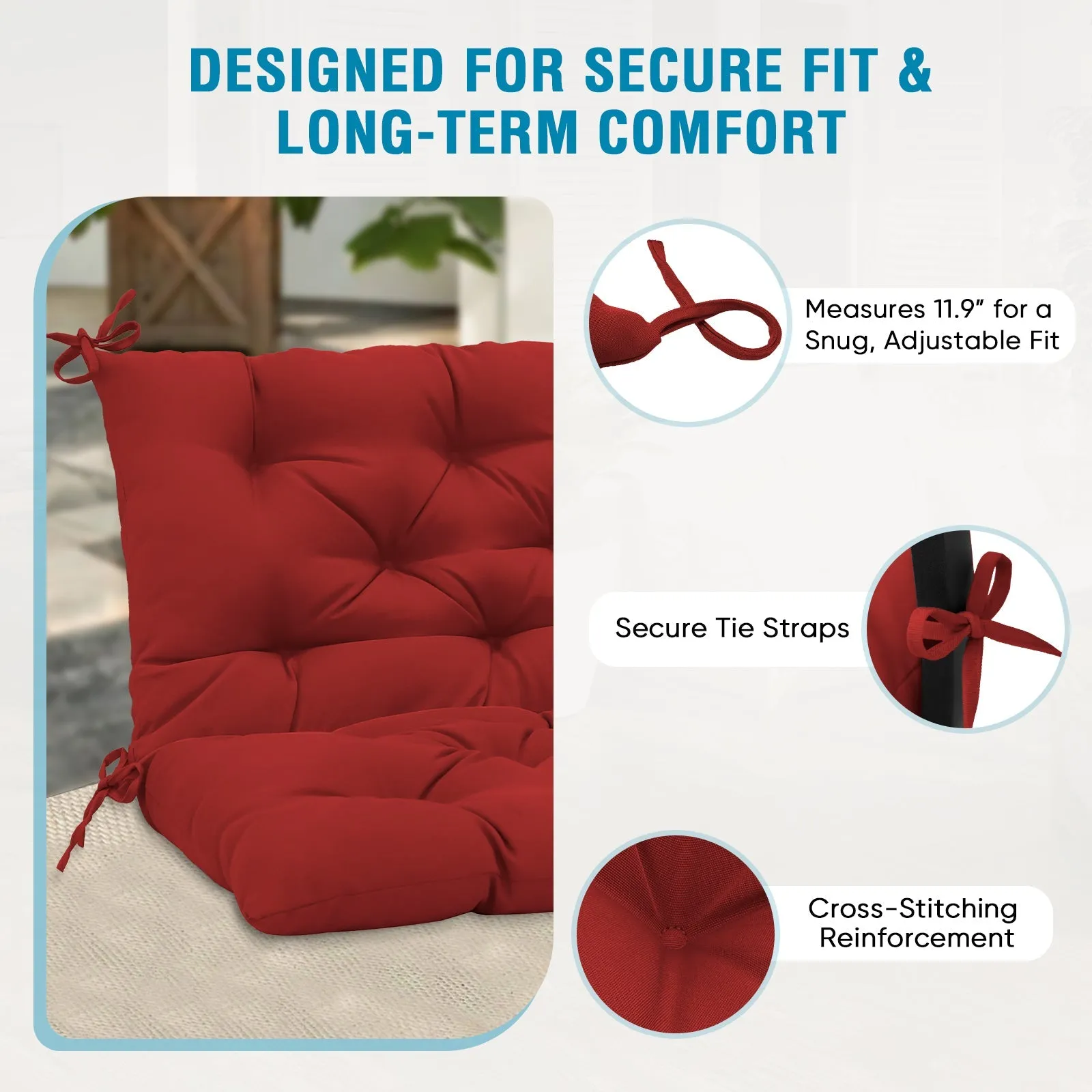 Outdoor Porch 2-3 Seater Swing Cushion,59"x43"