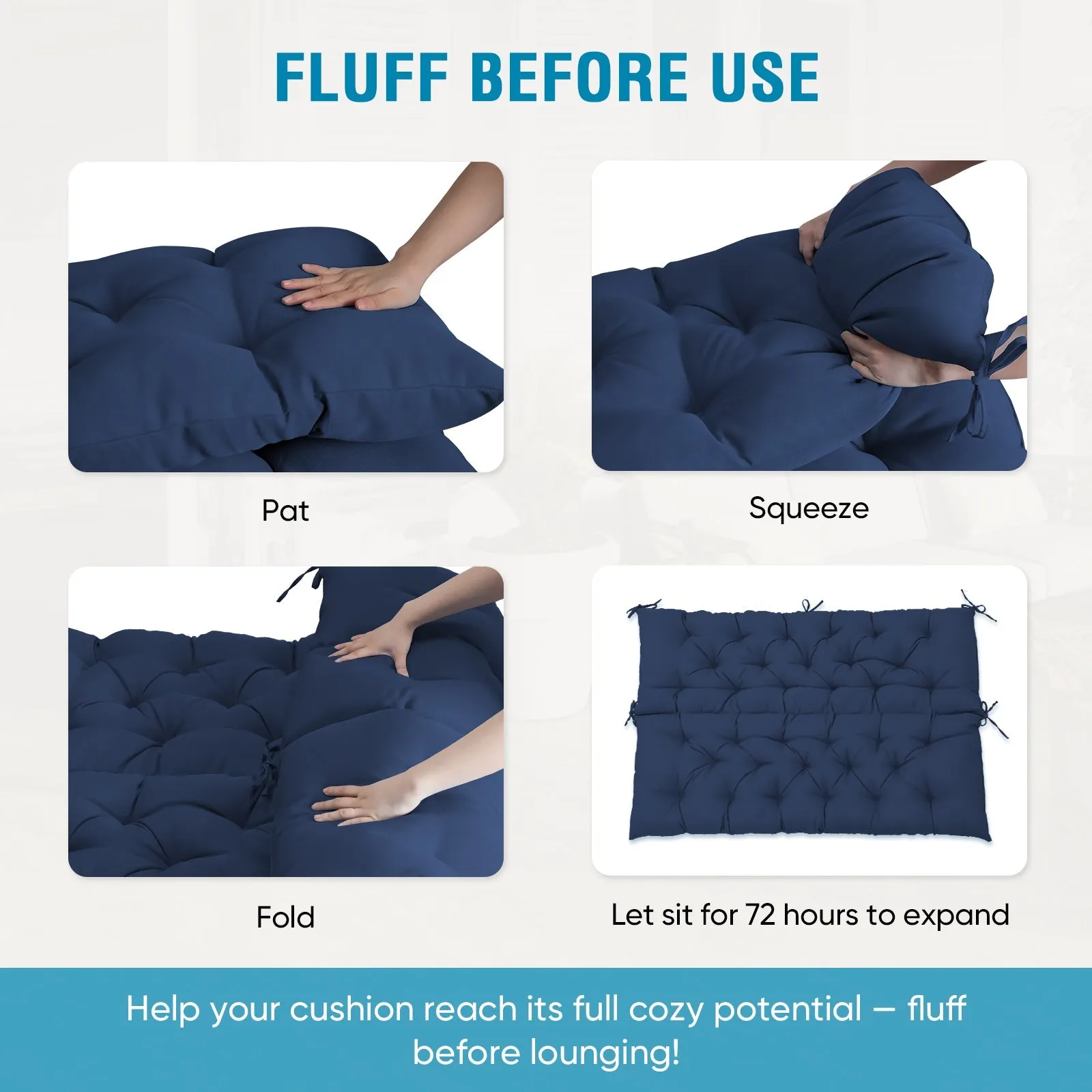 Outdoor Porch 2-3 Seater Swing Cushion,59"x43"