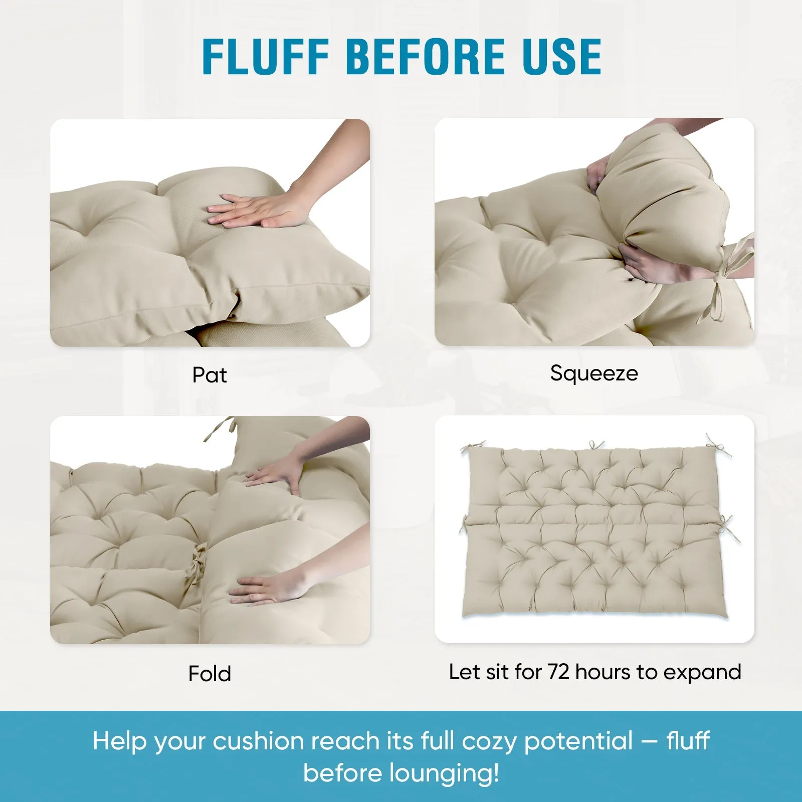 Outdoor Porch 2-3 Seater Swing Cushion,59"x43"