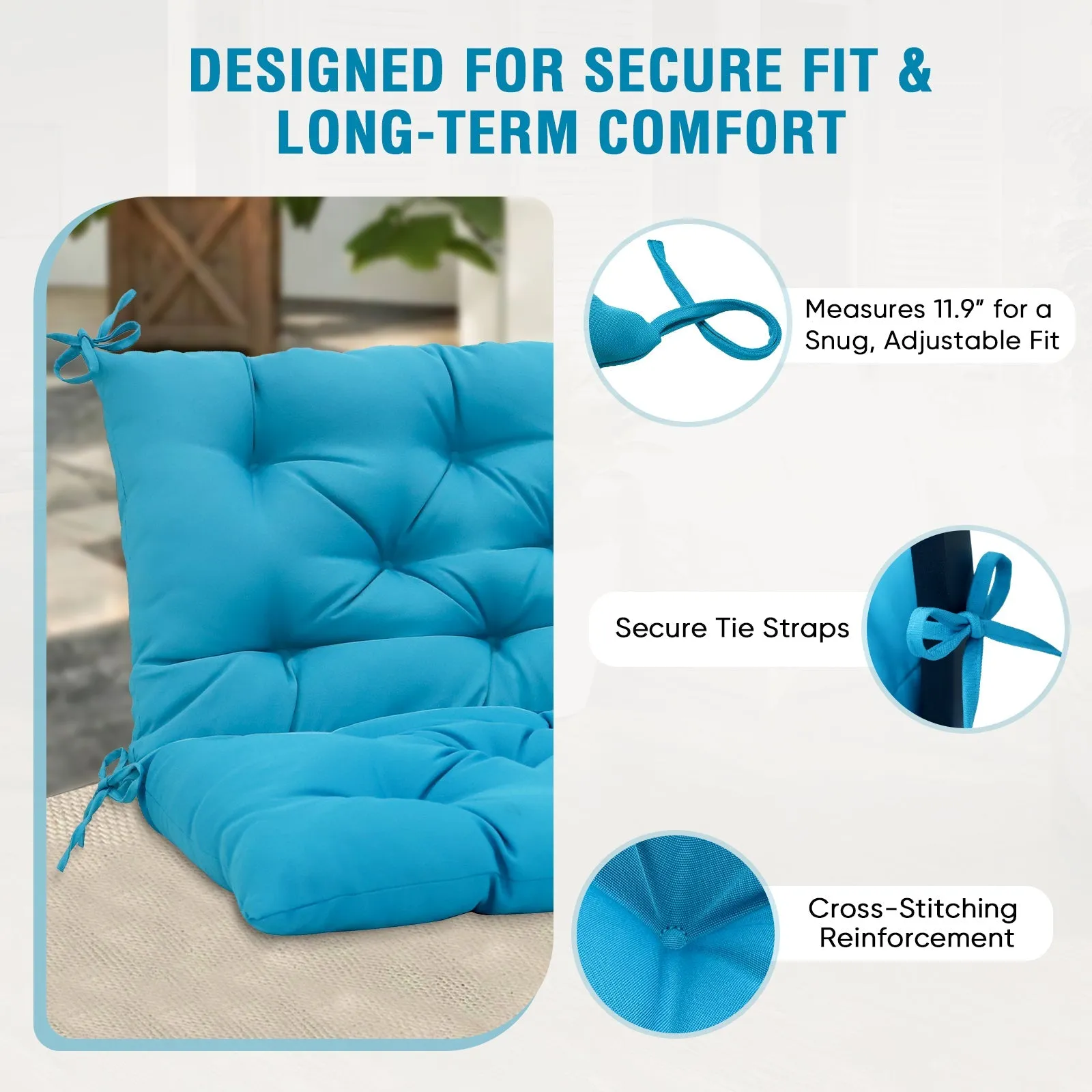 Outdoor Porch 2-3 Seater Swing Cushion,59"x43"