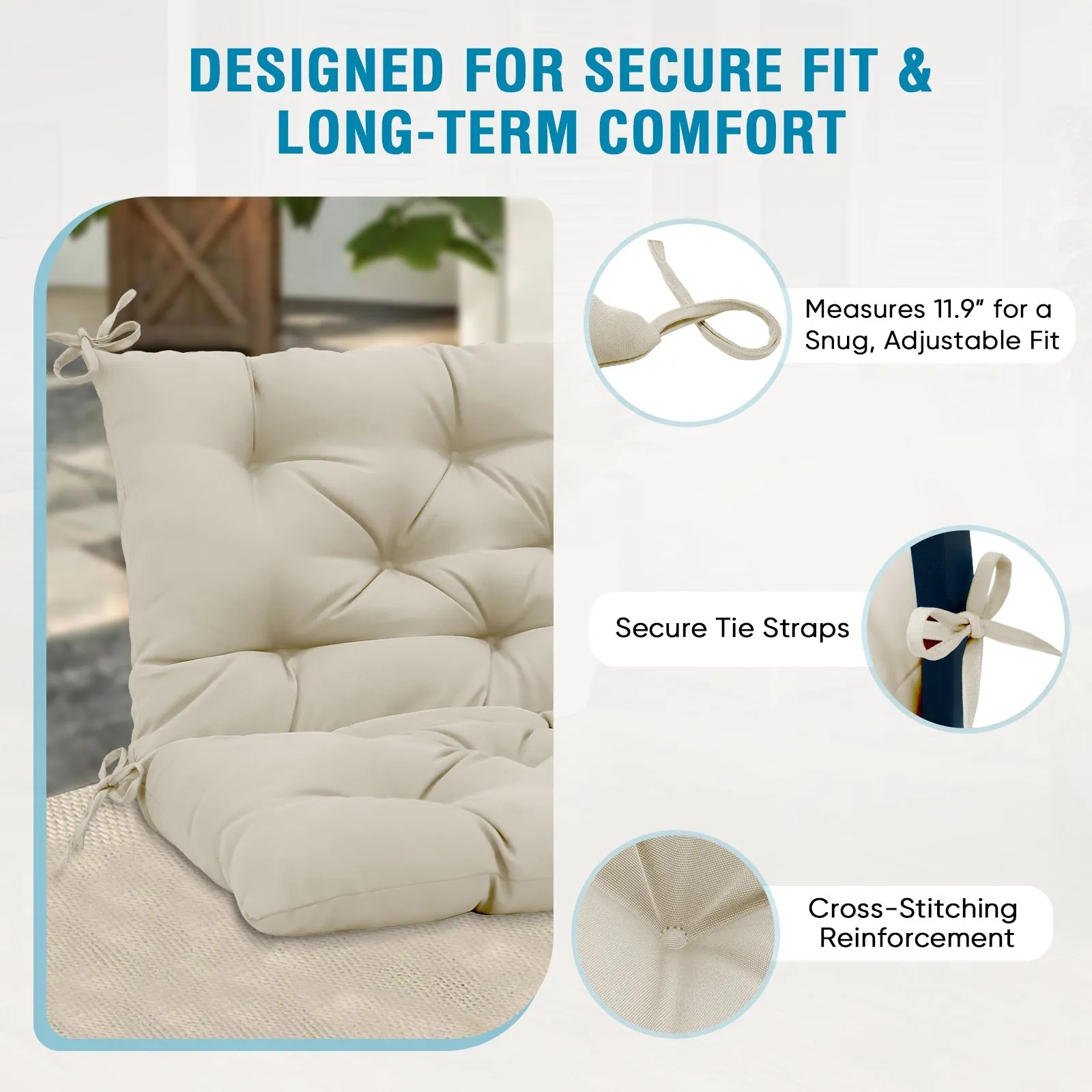 Outdoor Porch 2-3 Seater Swing Cushion,59"x43"