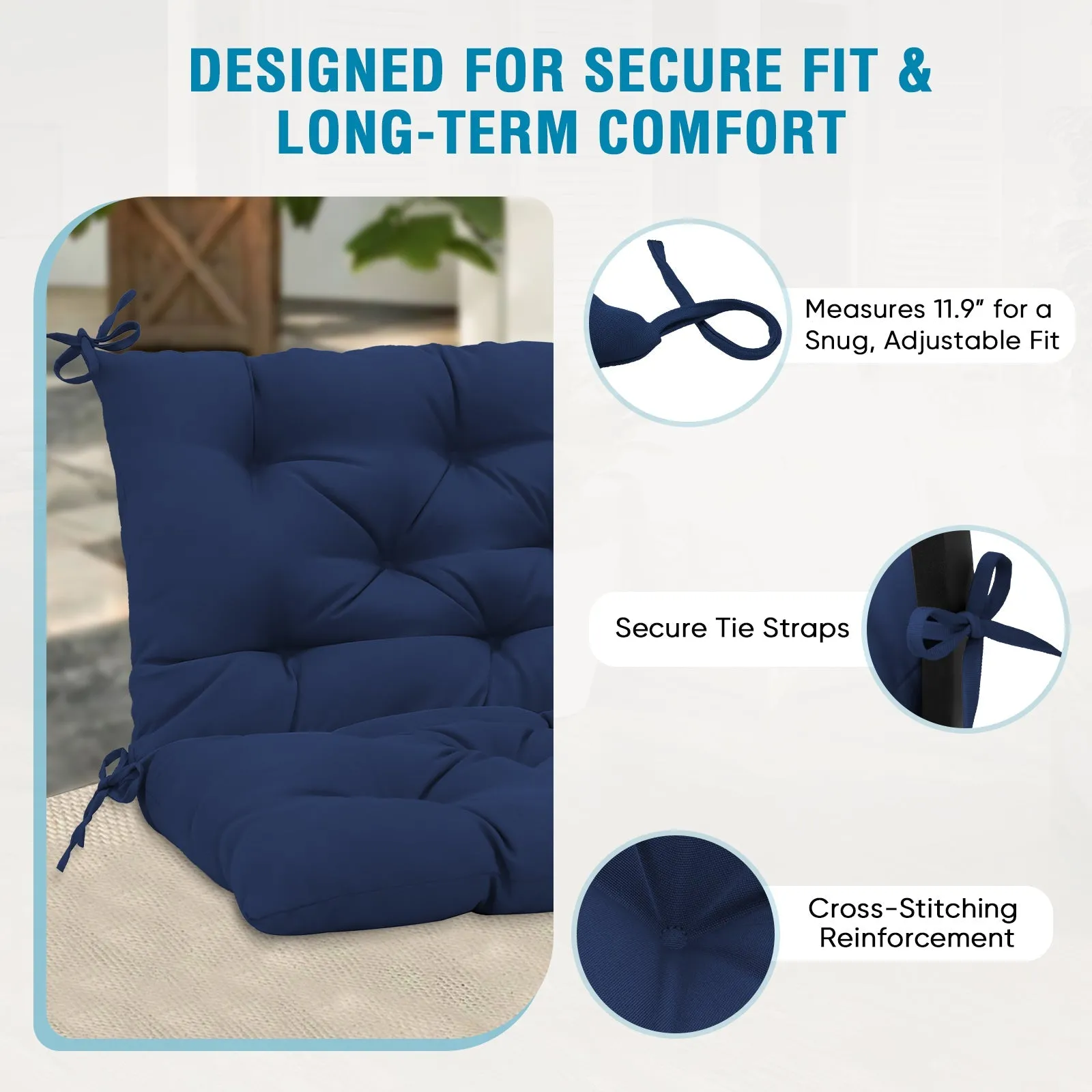 Outdoor Porch 2-3 Seater Swing Cushion,59"x43"