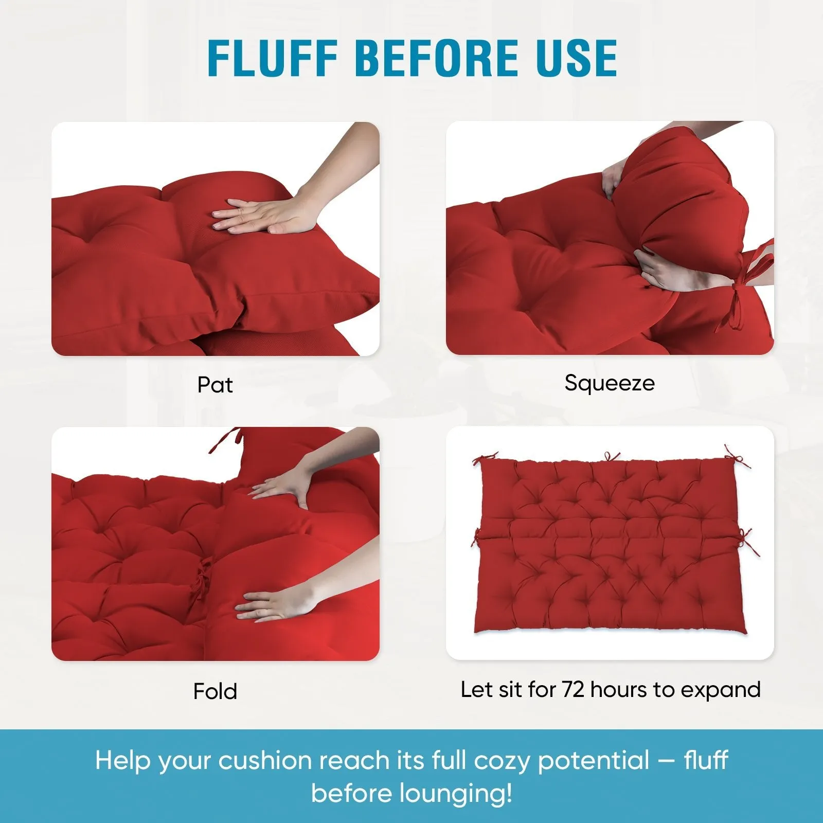 Outdoor Porch 2-3 Seater Swing Cushion,59"x43"