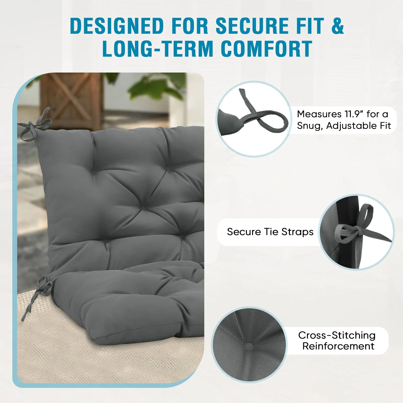 Outdoor Porch 2-3 Seater Swing Cushion,59"x43"
