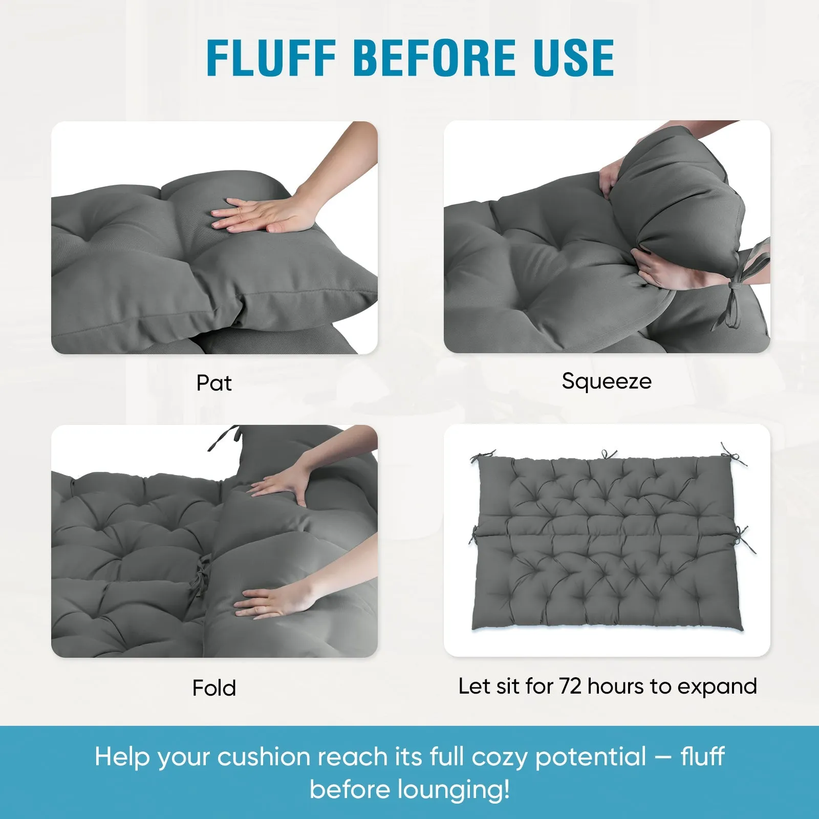 Outdoor Porch 2-3 Seater Swing Cushion,59"x43"