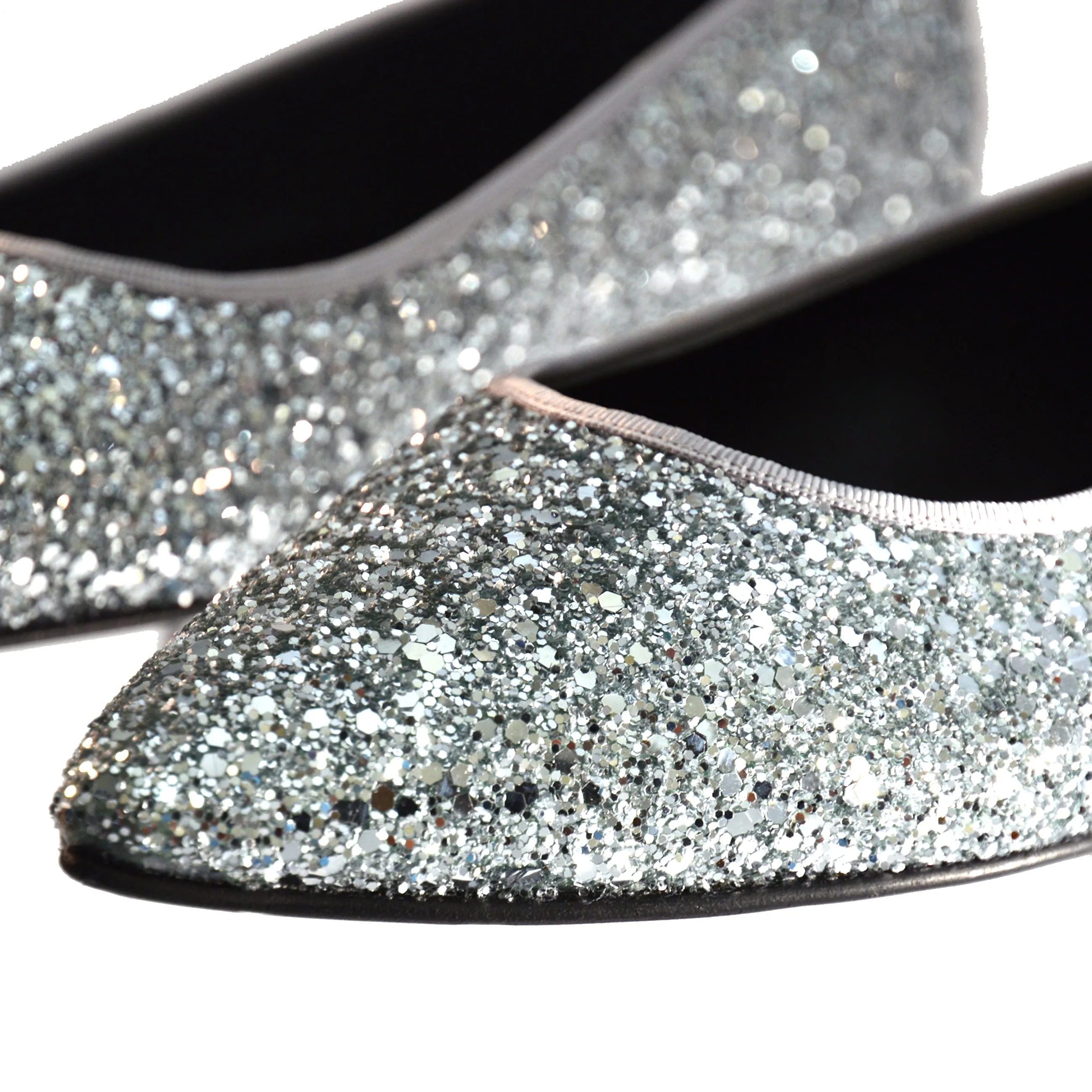 SAMPLE SALE Silver Glitter Ballet Pump