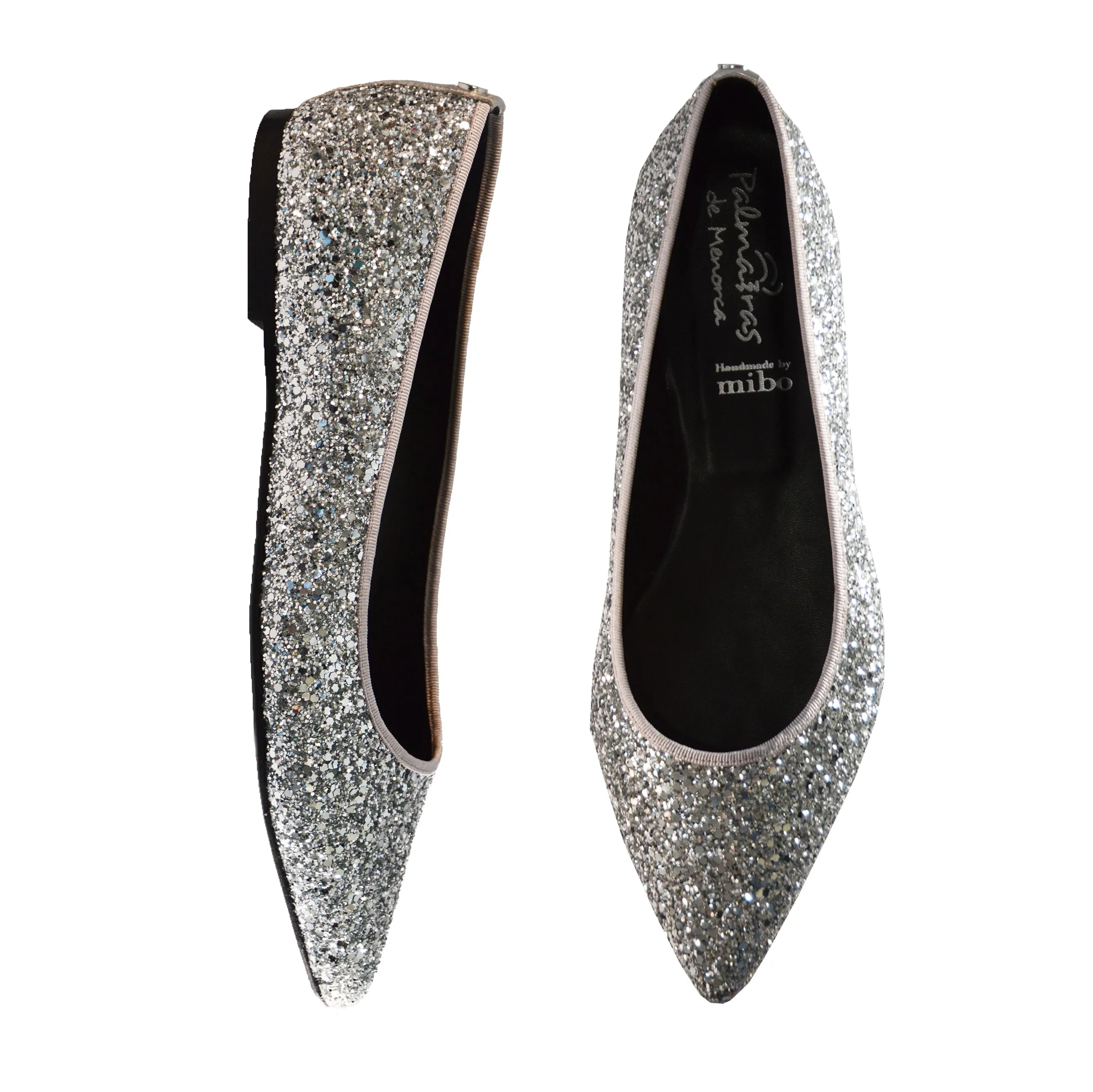 SAMPLE SALE Silver Glitter Ballet Pump