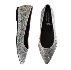 SAMPLE SALE Silver Glitter Ballet Pump