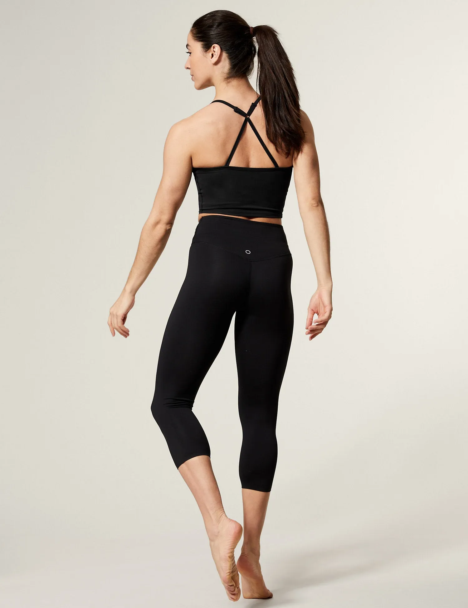 Scoop Neck Cross Back Strappy Crop Top